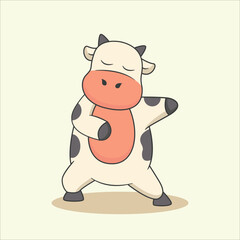 vector illustration cartoon cute cow icon animal nature concept