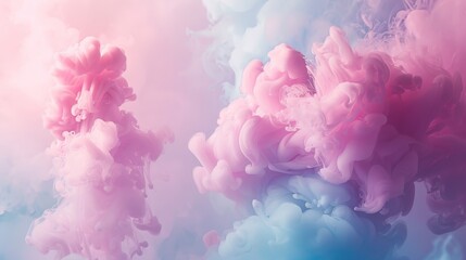 Obraz premium Pink and blue ink mixing in water creating abstract shapes for background