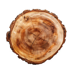Round wooden tree slice. trunk stump wood  isolated on transparent or white background 