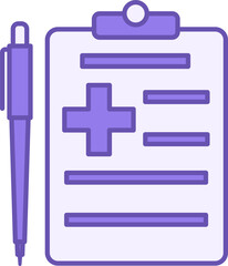 Obraz premium Medical Report Color Icon. Vector Icon. Doctor's Paper Form and Pen. Patient Health Diagnostic Result. Health and Medical Concept