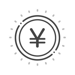 ¥のマークとキラキラ光っているお金のアイコン- 日本の円や中国の元のイメージ