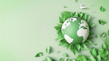 A green globe with leaves surrounding it