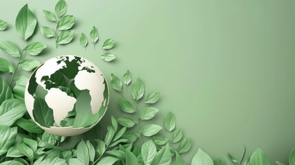 A green globe with leaves surrounding it