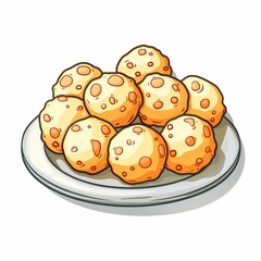 Cartoon Illustration of Fried Cheese Balls.
