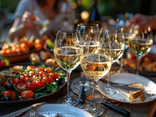 Friends Celebrating Together with Drinks and Appetizers at Festive Gathering