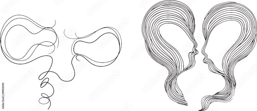 Poster A continuous quote line in a square speech bubble with commas, and a quotation mark in the talk, a single drawing. A quote mark in a freehand style one line drawing.