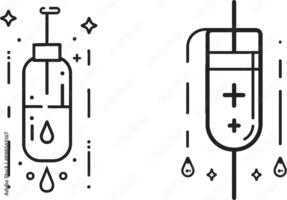 Poster medical equipment sign. drop counter ribbon outline line icon. loop curve pattern.