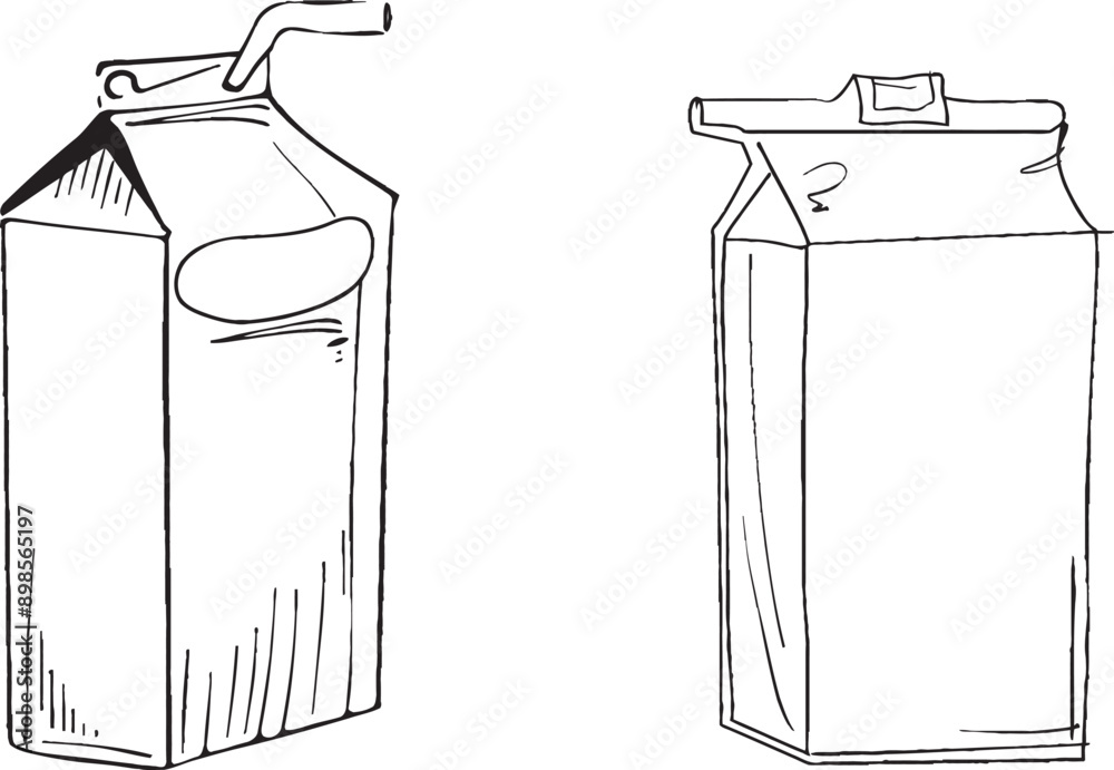 Poster Design for packaged milk with a continuous line. White background with decorative elements.