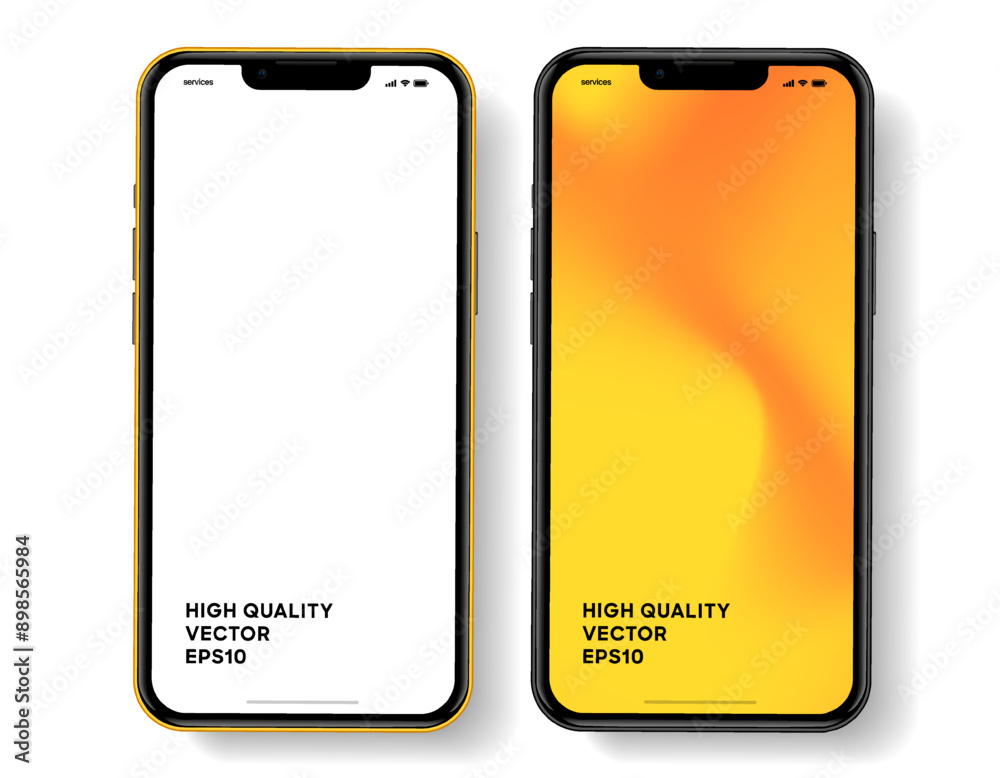 Aufkleber Realistic smartphone mockup. Mobile phone vector with isolated on white background. Device front view. 3D mobile phone with shadow. Realistic, high quality smart phone mockup for ui ux presentation.