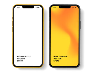 Realistic smartphone mockup. Mobile phone vector with isolated on white background. Device front view. 3D mobile phone with shadow. Realistic, high quality smart phone mockup for ui ux presentation.