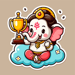 Cute sticker of Lord Ganesha, symbolizing blessings for love, wisdom, travel, career, success, health, and wealth.