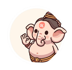 Cute sticker of Lord Ganesha, symbolizing blessings for love, wisdom, travel, career, success, health, and wealth.