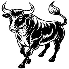 Obraz premium black and white bull 