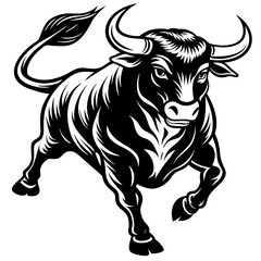 black and white bull 