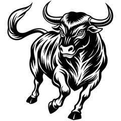 black and white bull 