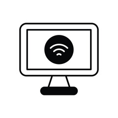 smart tv glyph icon with white background vector stock illustration