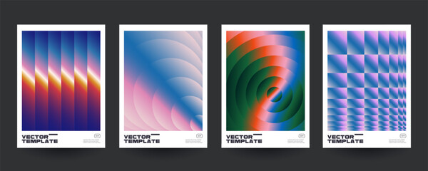 Minimal posters with retro gradient shapes and patterns. Vector design. © plasteed