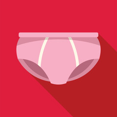 Pink women's underwear lying on a red background, a concept of women's health and hygiene