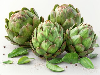 Fototapeta premium Vibrant Hyper-Realistic 8K Image of Fresh Artichokes, Isolated on Transparent Background for Food and Garden Concepts