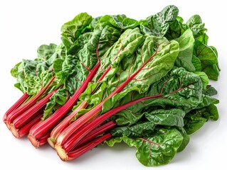 Vibrant Hyper-Realistic 8K Image of Swiss Chard, Isolated on Transparent Background for Design and Culinary Concepts