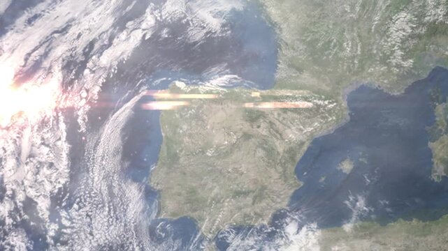 Zooming in on Valladolid, Spain frome space - Perfect for Travel Intros and Backgrounds. Realistic 3D Animation.