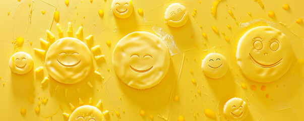 An enthusiastic message welcoming the end of the week on a bright yellow surface, with sun and smiley faces adding to the happiness.