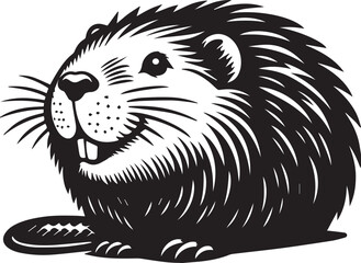 Beaver silhouettes vector art illustration