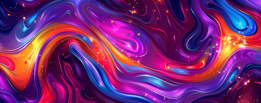 A vibrant, colorful backdrop with swirling patterns of neon lights, perfect for a lively and energetic setting.