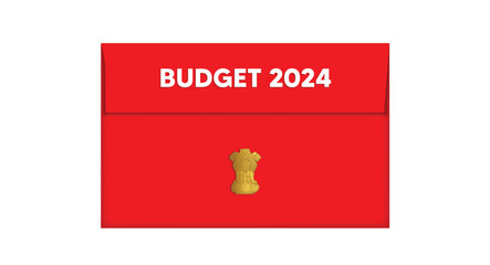 Indian Budget 2024 red envelope vector on white isolated