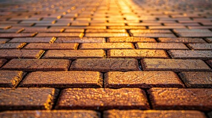 Charming Low Angle Shot of Brick Path with Rough Textures in Sunlight