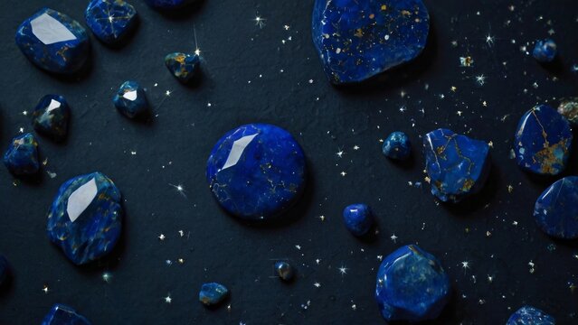 Dark background with vibrant lapis lazuli stones.