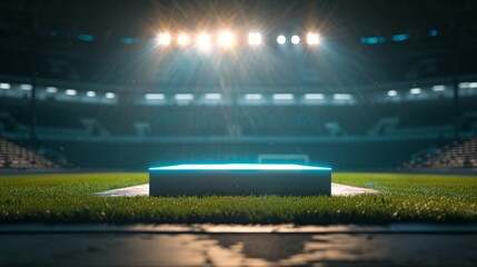 podium in the center of a stadium generative ai