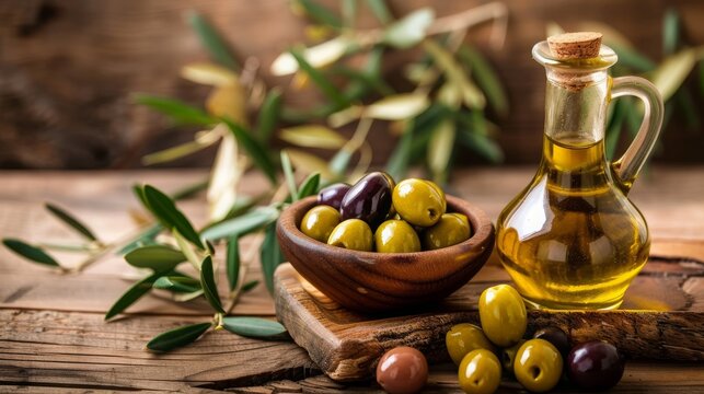 olive oil against blurry background