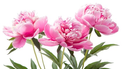 Obraz premium Blooming Peonies on White Elegant Floral Photograph