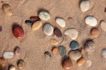 Small stones washed up onto the beach at Point Beach State Park, Two Rivers, Wisconsin
