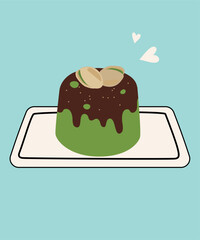 Illustration  with Pistachio and  Chocolate at Jelly Cake