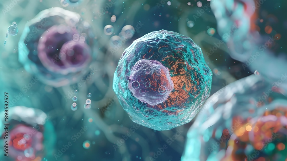 Poster Close up View of Intricate Stem Cell Structure Under Electron Microscope