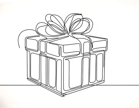 recommend clip art:  One-Line Gift Box Illustration- A continuous line art drawing of a gift box with a ribb_1(318)