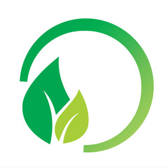 Two leaf and circle logo design with green color