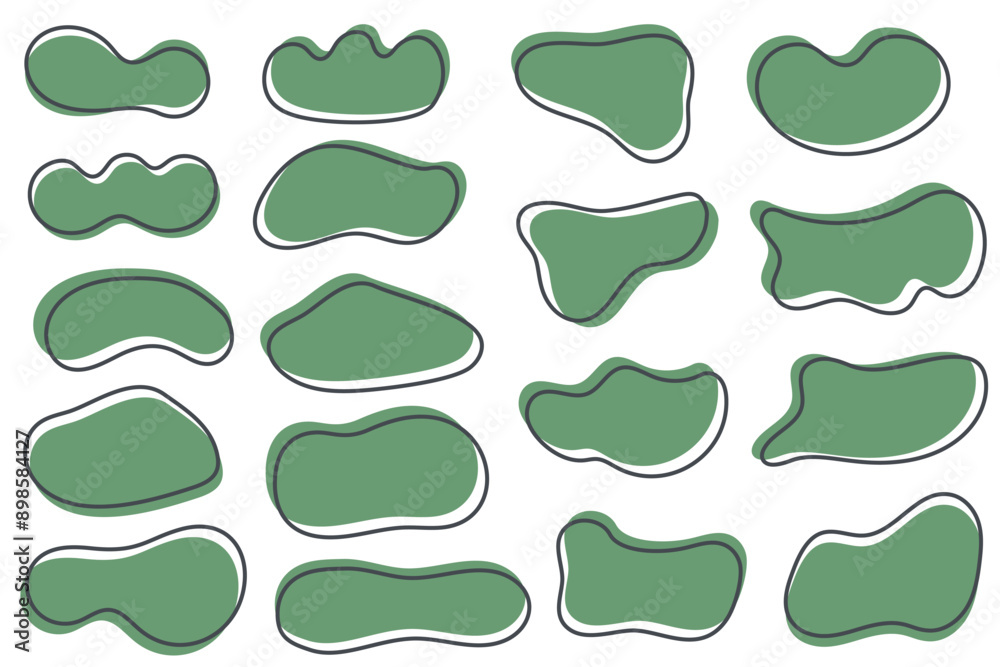 Poster irregular organic blobs set. abstract vector round liquid forms on white background. random fluid bu