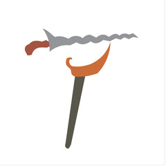 Illustration of a keris and its container, a typical Central Javanese keris