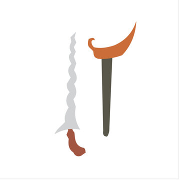 Illustration of a keris and its container, a typical Central Javanese keris