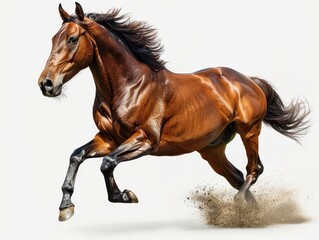 Obraz premium Majestic Brown Horse Galloping on Transparent Background