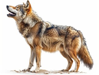 Fototapeta premium Majestic Grey Wolf Howling Isolated on Transparent Background - Realistic Wildlife Illustration