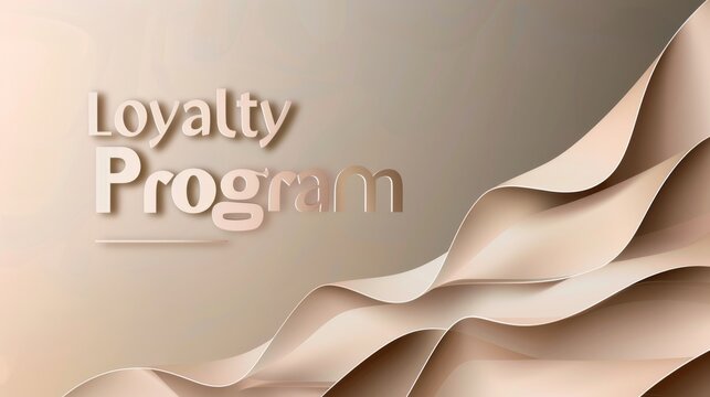 Abstract beige and white waves background with "Loyalty Program" text. Modern, clean design perfect for business, marketing, and loyalty program concepts.
