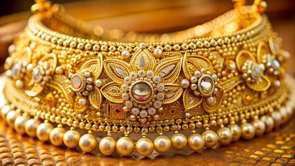 The precious Gold party wear jewelry for bridal with a wonderful article of design