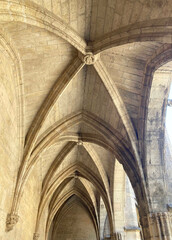 Catedral en un pueblo de Francia. Estilo cátaro. Muros de piedra, claustro, techos, arcos......