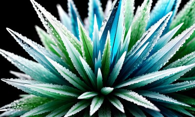 Fototapeta premium close-up of a plant with long, thin leaves in shades of blue and green.