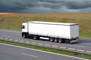 Logistics Freight Cargo Truck on Intercity Highway