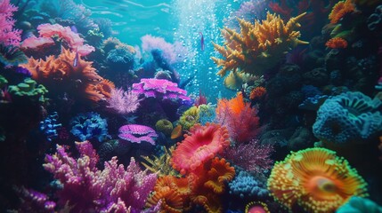 Fototapeta premium Thriving coral reef, underwater kaleidoscope of colors, marine biodiversity